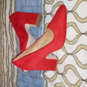 Red suede heels
